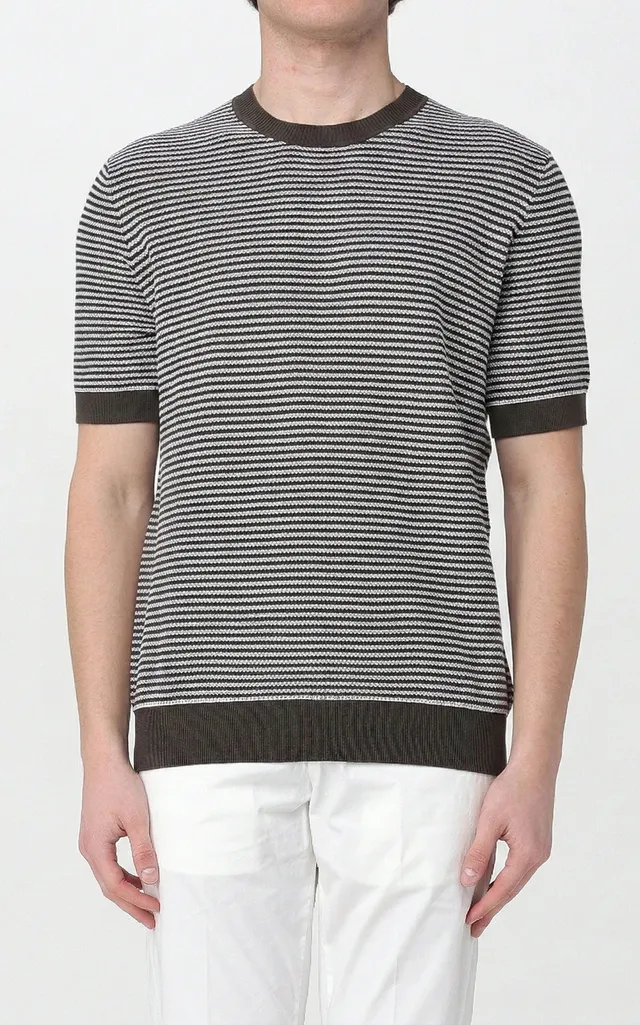 Kangra 3003 21 Maglia Uomo Caffè Righe Cotone