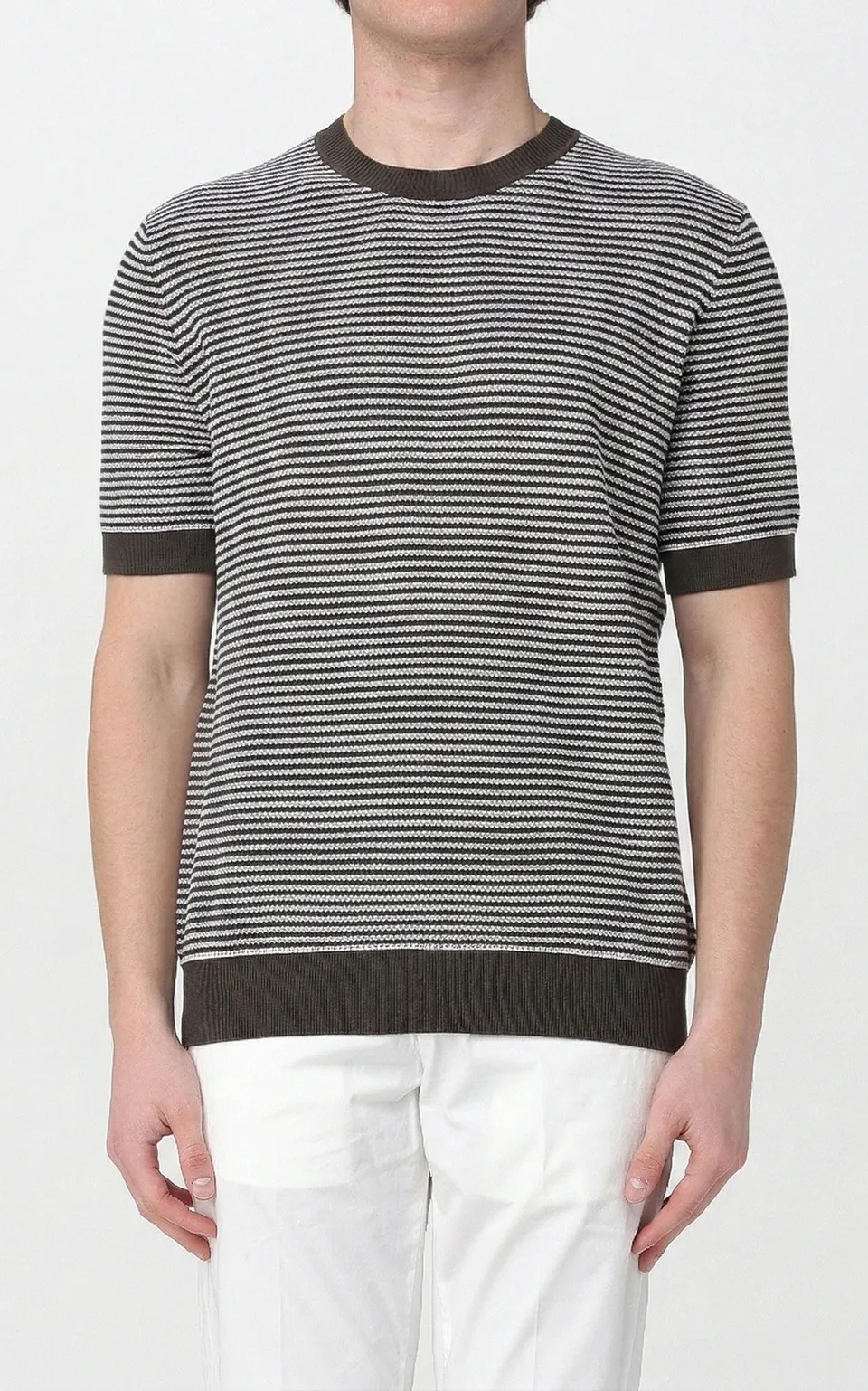 Kangra 3003 21 Maglia Uomo Caffè Righe Cotone