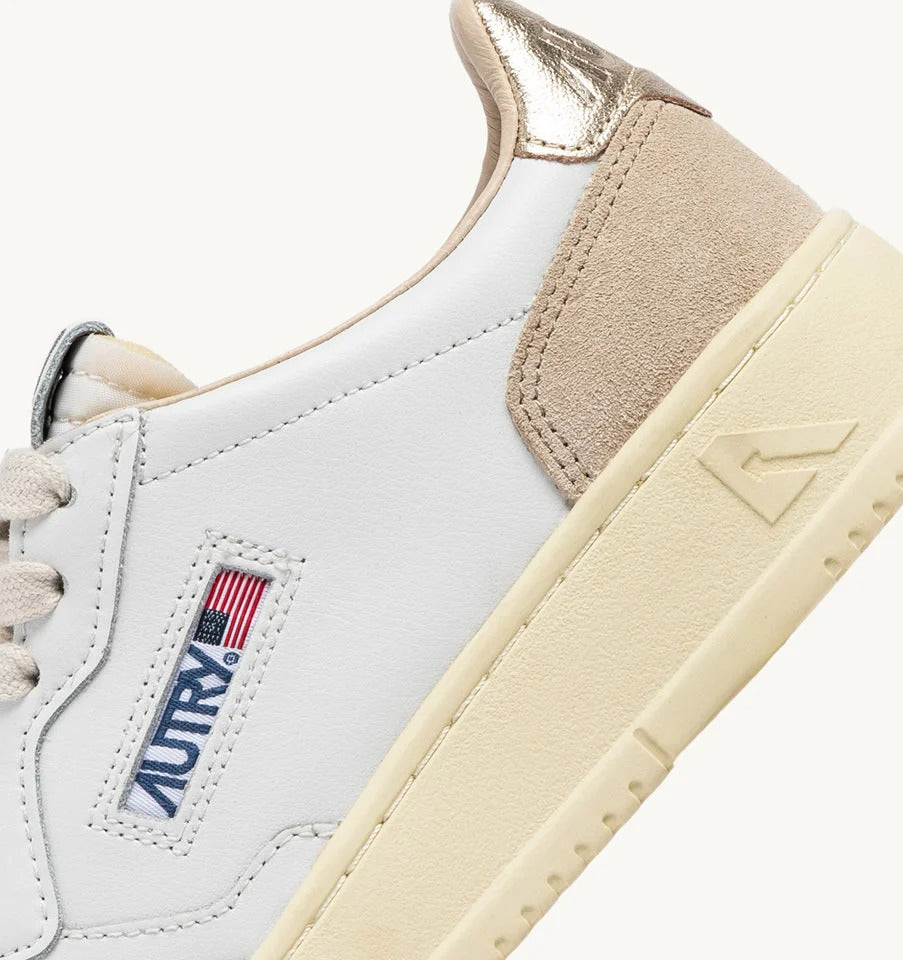 Autry Medalist Low AULW-LS75 Sneakers Donna White Beige Gold