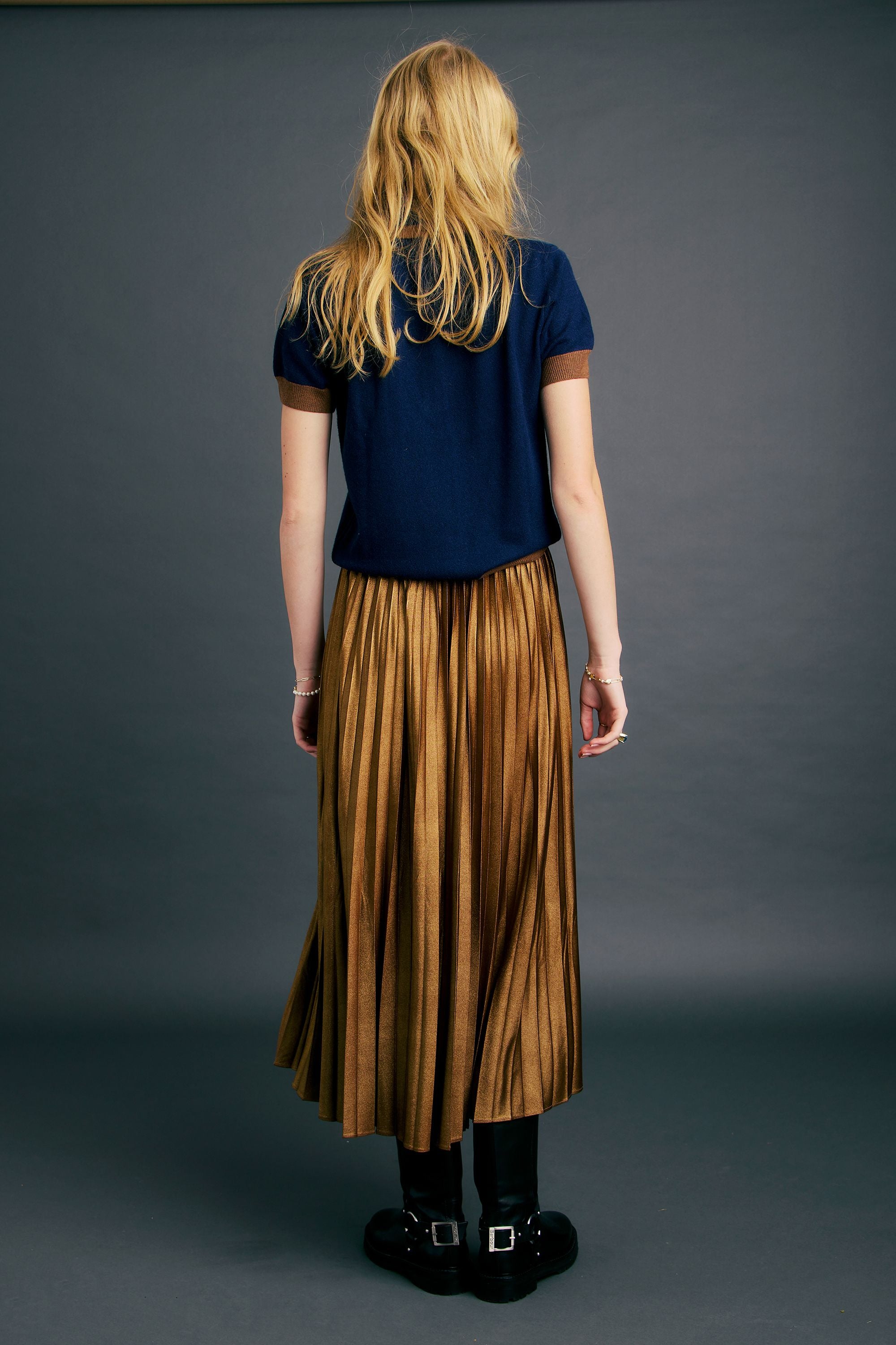 Karen Walker Amélie polo maglia navy merino-cashmere
