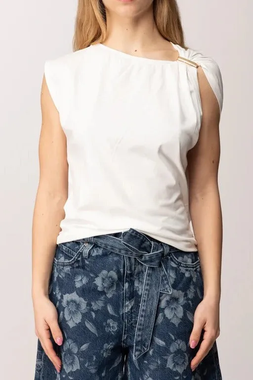 Pinko Melody 106478 A35D top bianco cotone