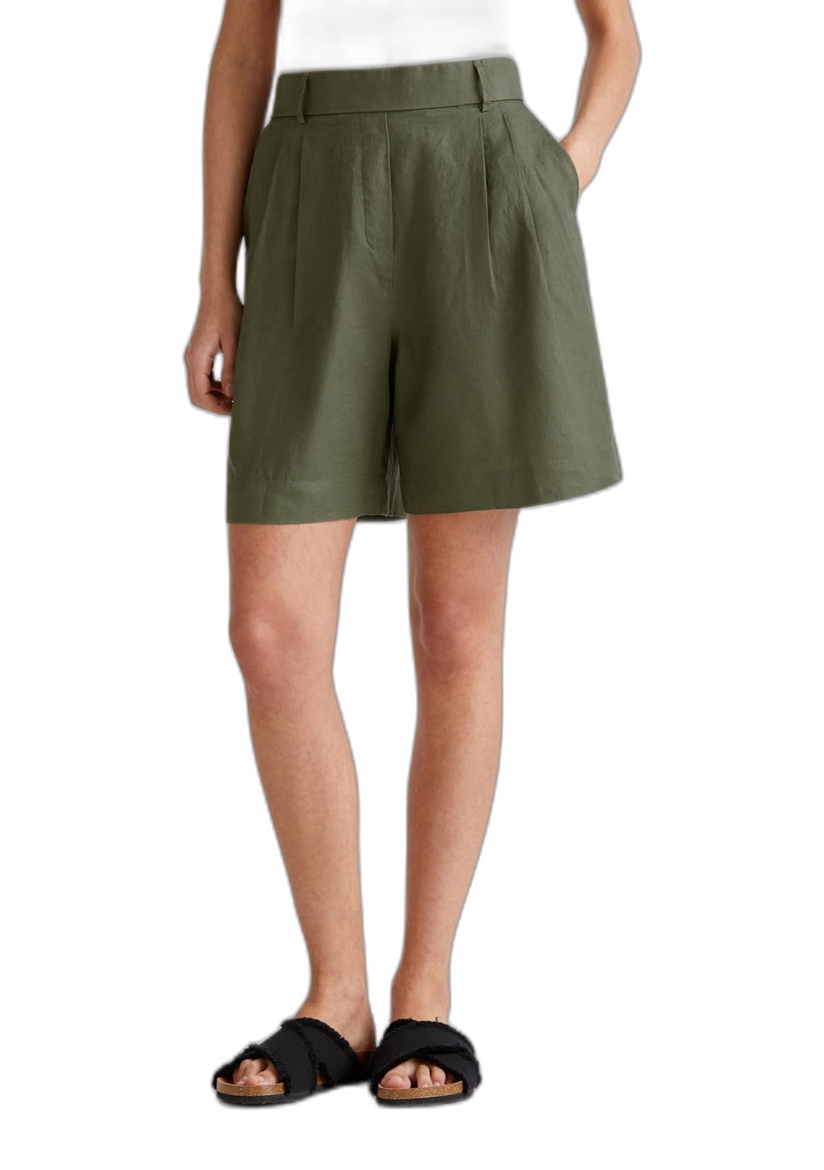 Benetton 4AGHD901V bermuda donna verdi in lino