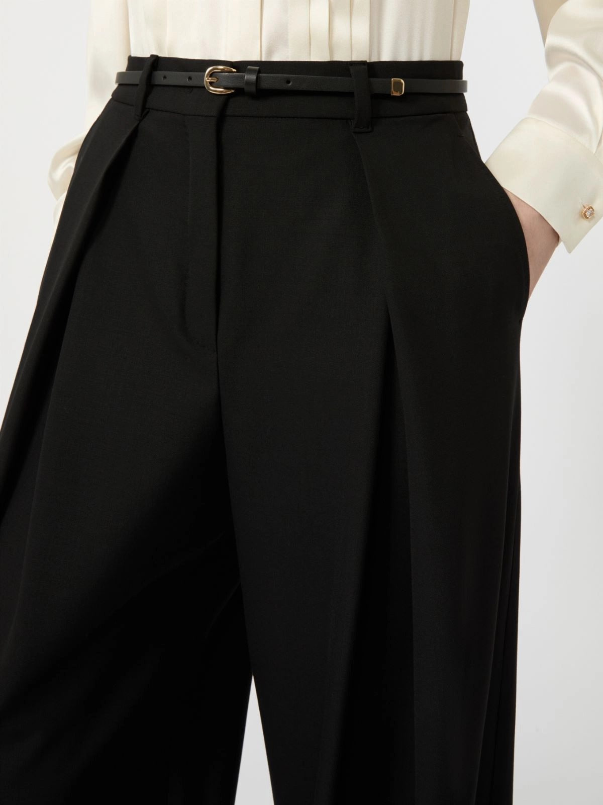 Max Mara Studio Aere MSTAERE005 Pantalone Donna Nero Lana