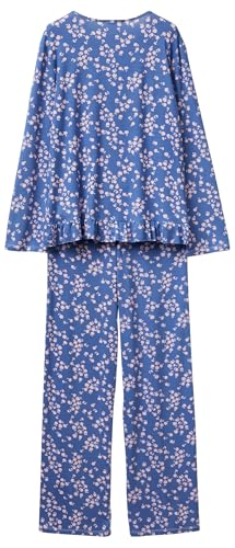 Benetton Set Pigiama Donna Viscosa XS Blu Ruches