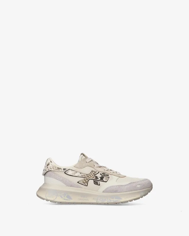 Premiata Lauryn 8183 sneakers nylon bianco beige suola 3cm