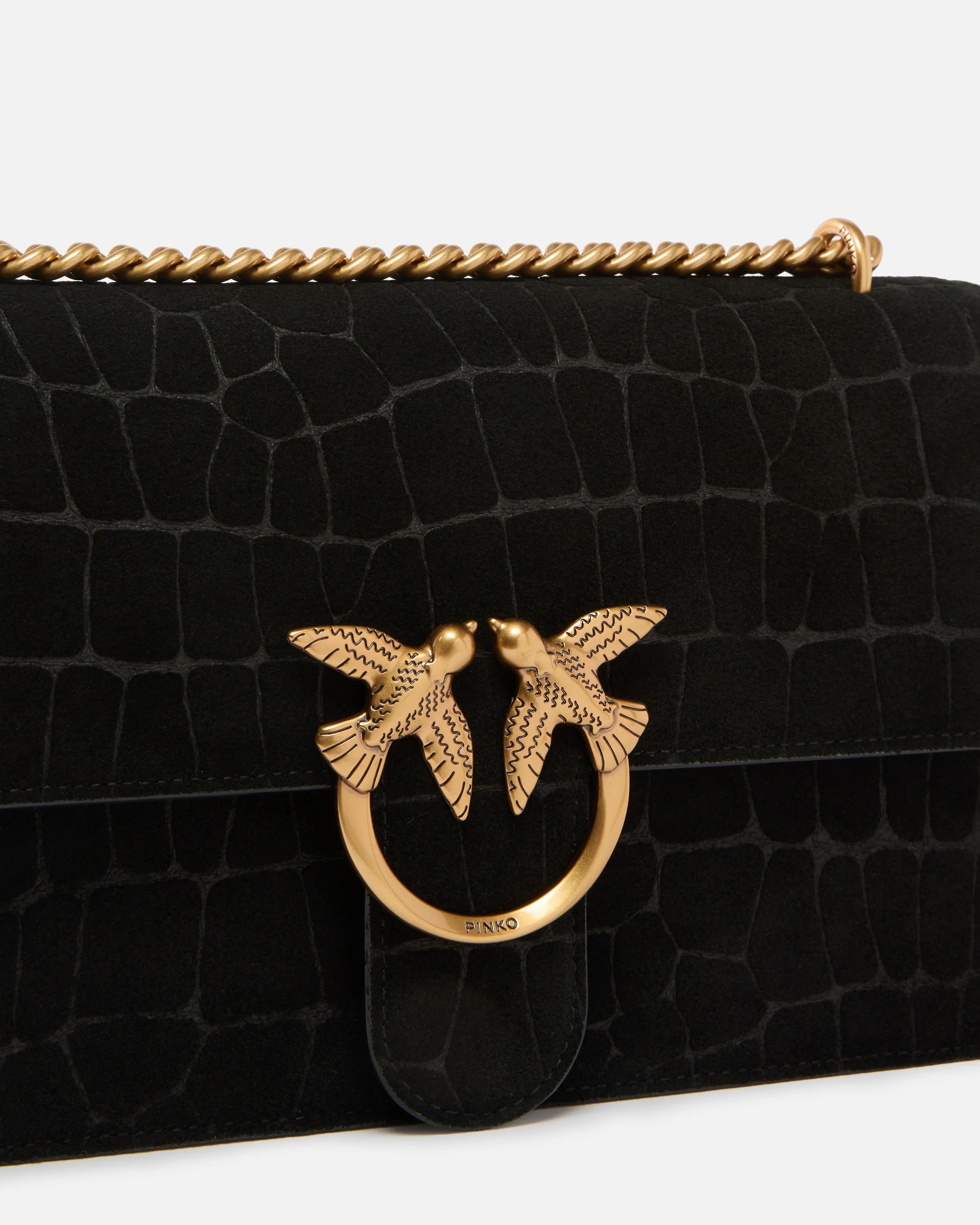 Pinko Love One Classic Borsa Nero Cocco Antique Gold