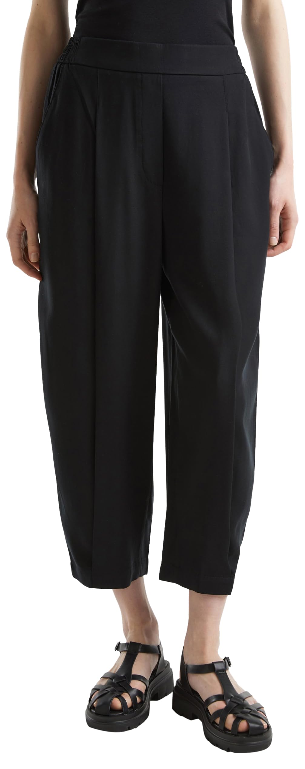 Benetton Pantaloni Jogger Donna Nero 100 Viscosa Tg XS