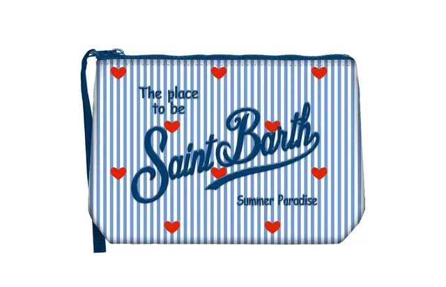 MC2 Saint Barth Aline pochette cotone azzurro cuori righe