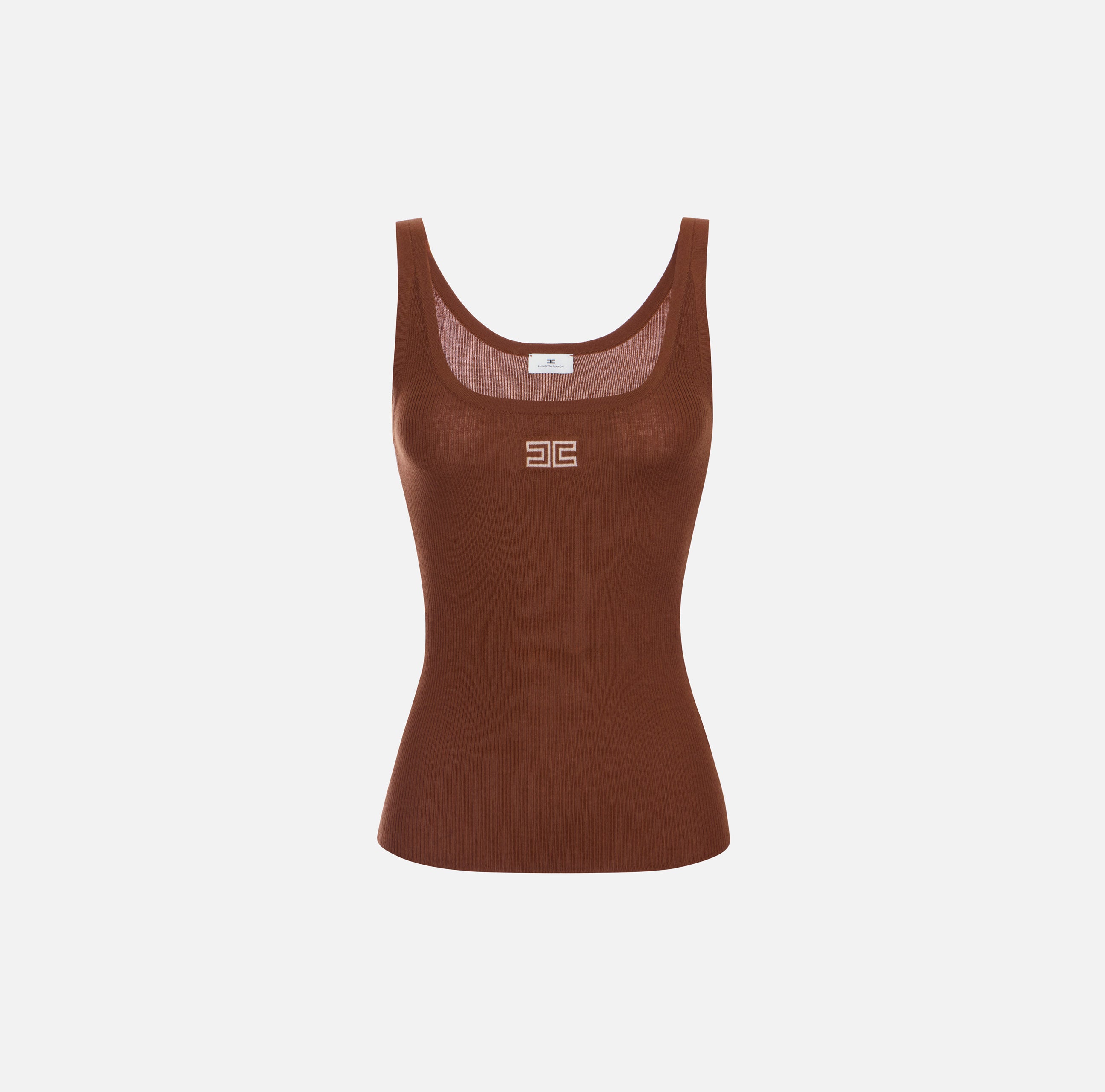 Elisabetta Franchi TK03B66E2 canotta costine sigaro nude