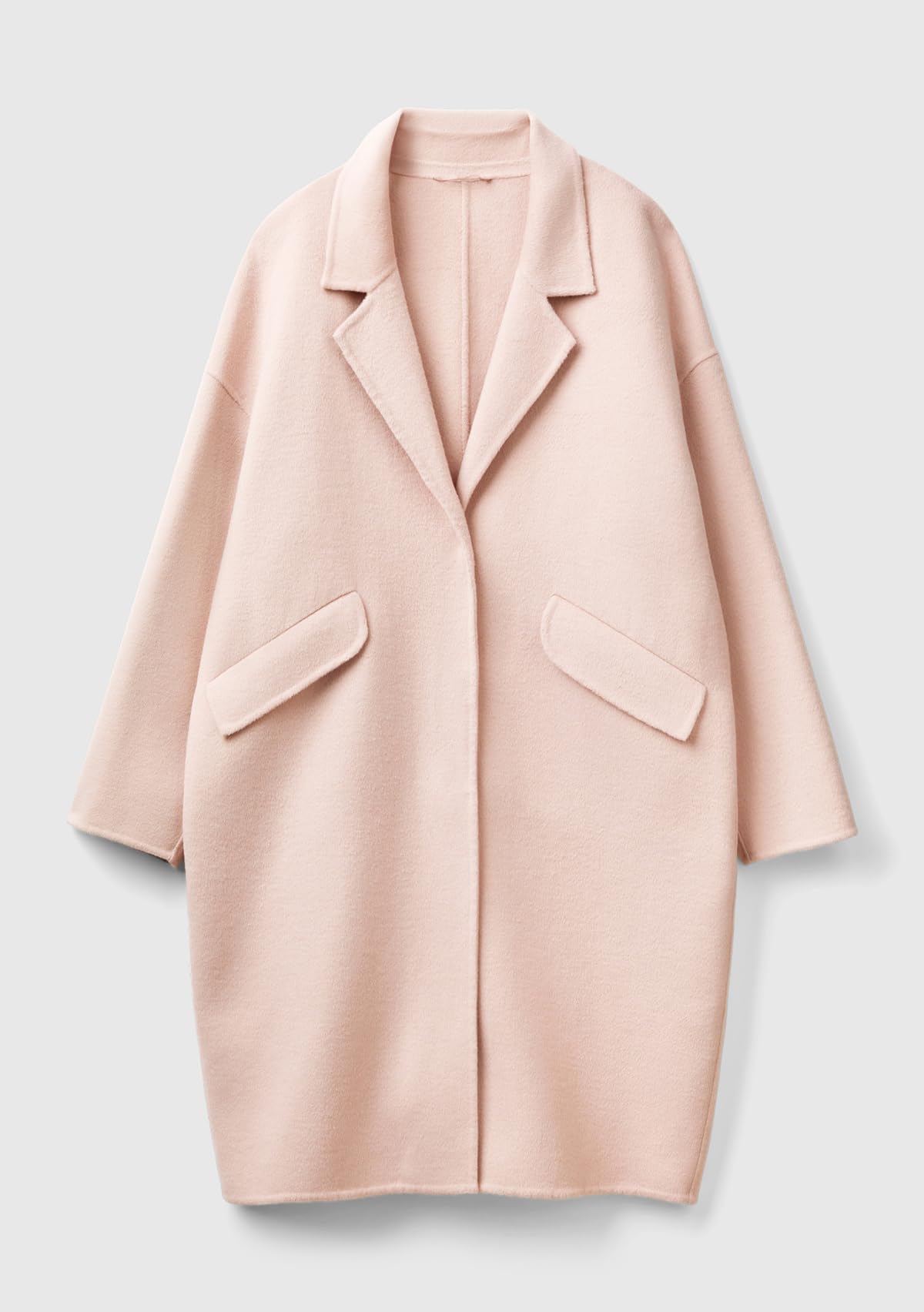 Benetton Cappotti 28f7dn06b Cappotto Donna Beige misto lana