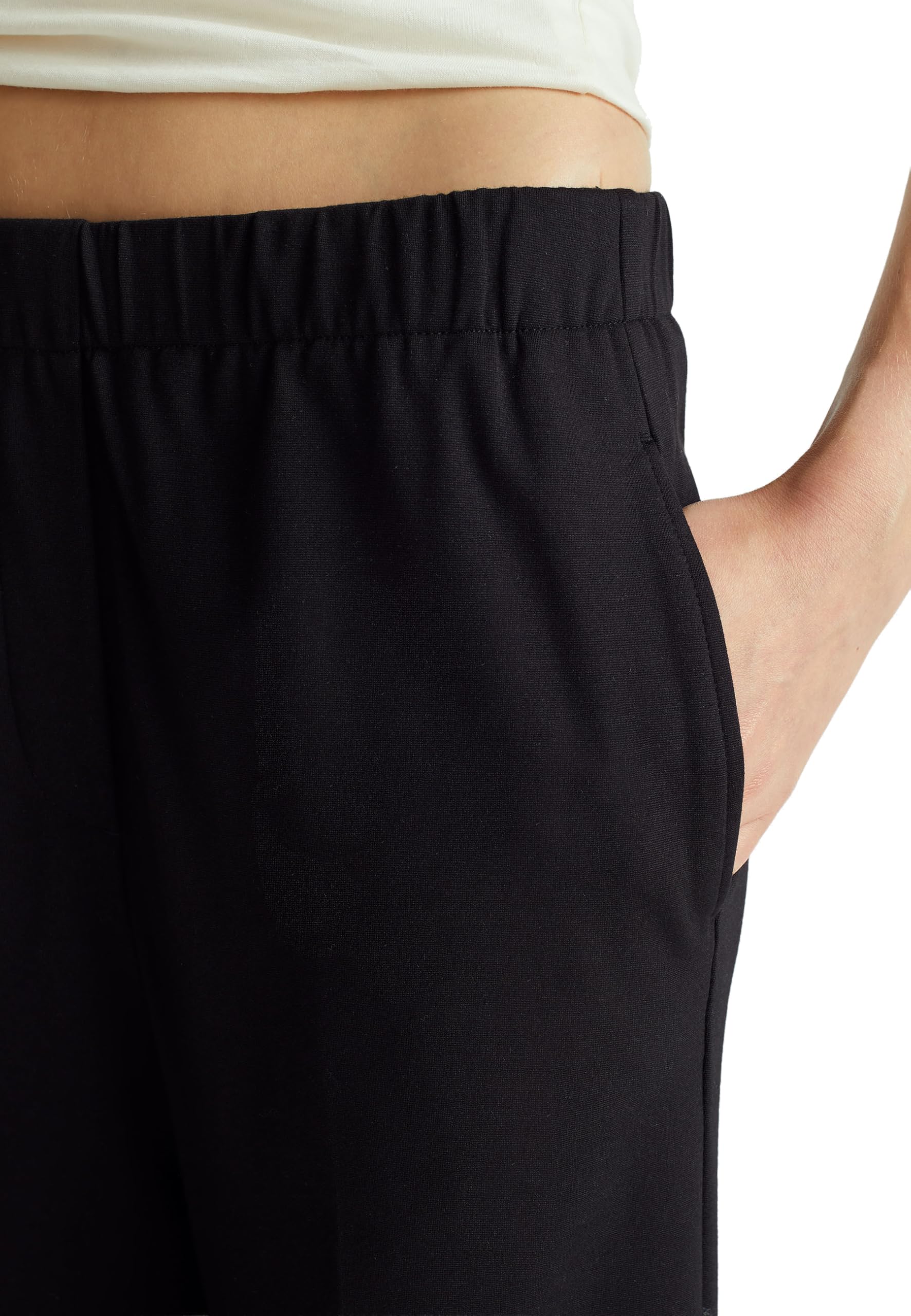 Benetton Pantaloni Donna Interlock Gamba Dritta Nero