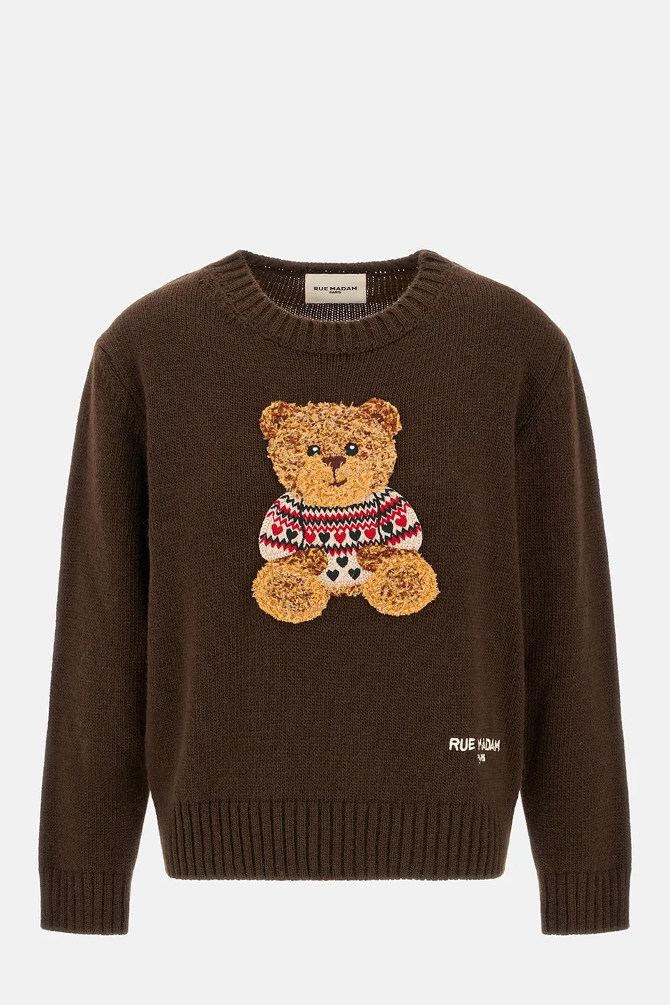 Rue Madam 1612 Marvin Love Maglione Brown Lana Orsetto