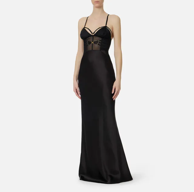 Elisabetta Franchi ABR5362E2 abito nero raso red carpet