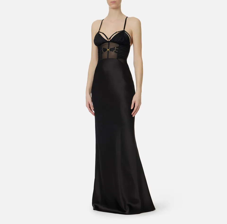 Elisabetta Franchi ABR5362E2 abito nero raso red carpet