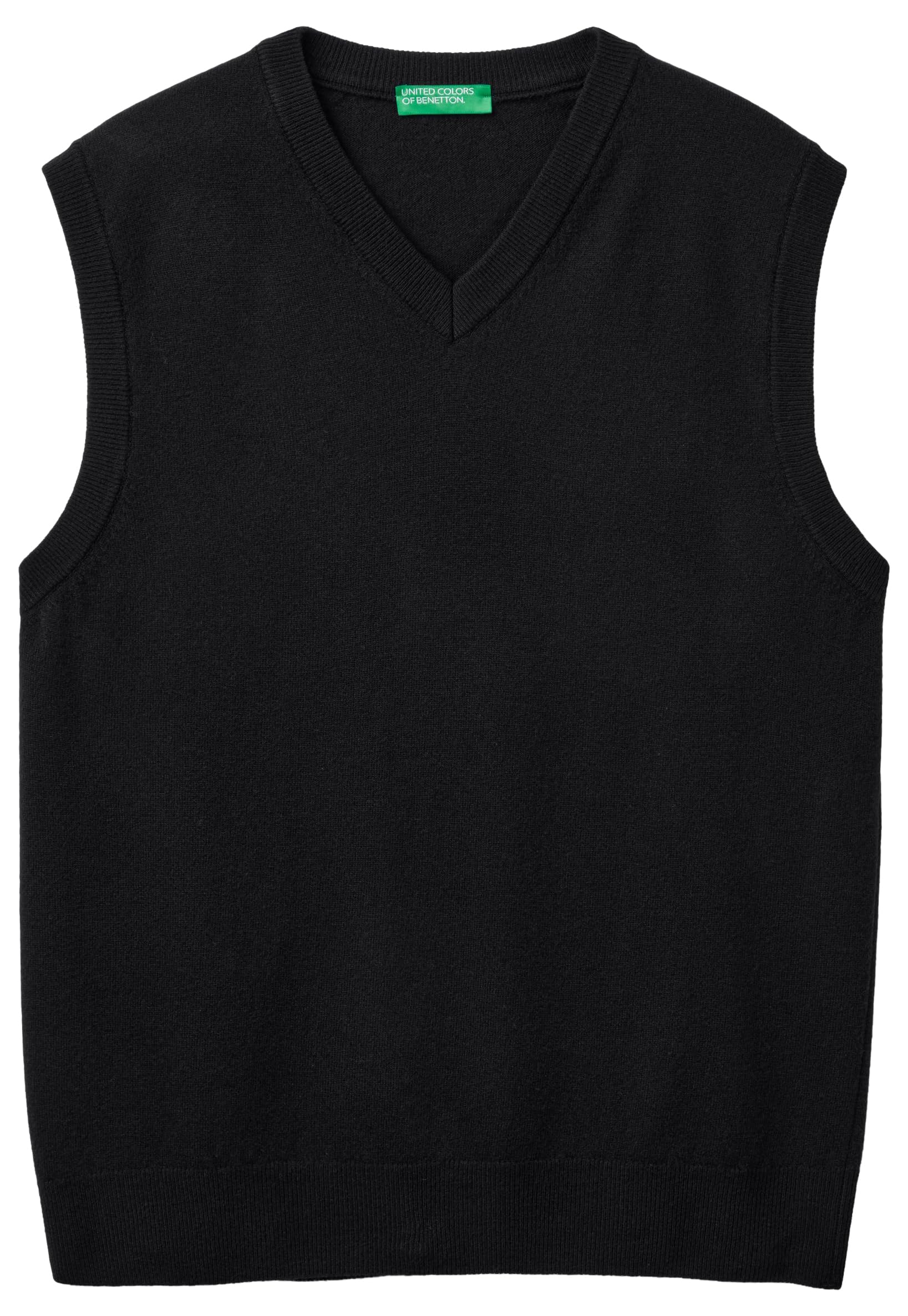 Benetton 1002u400l gilet uomo scollo V nero regular