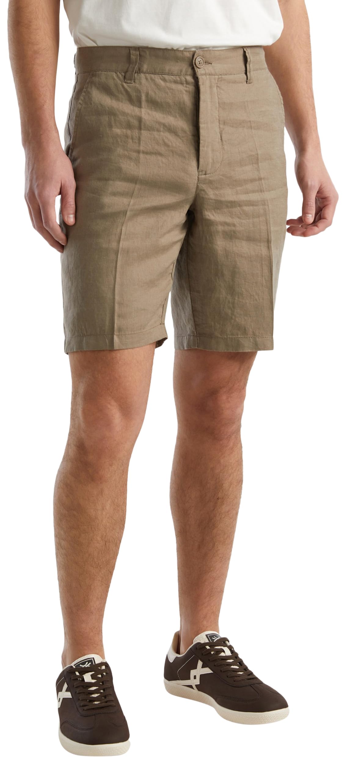 Benetton 4AGH59548 Bermuda Uomo 58 lino chino beige