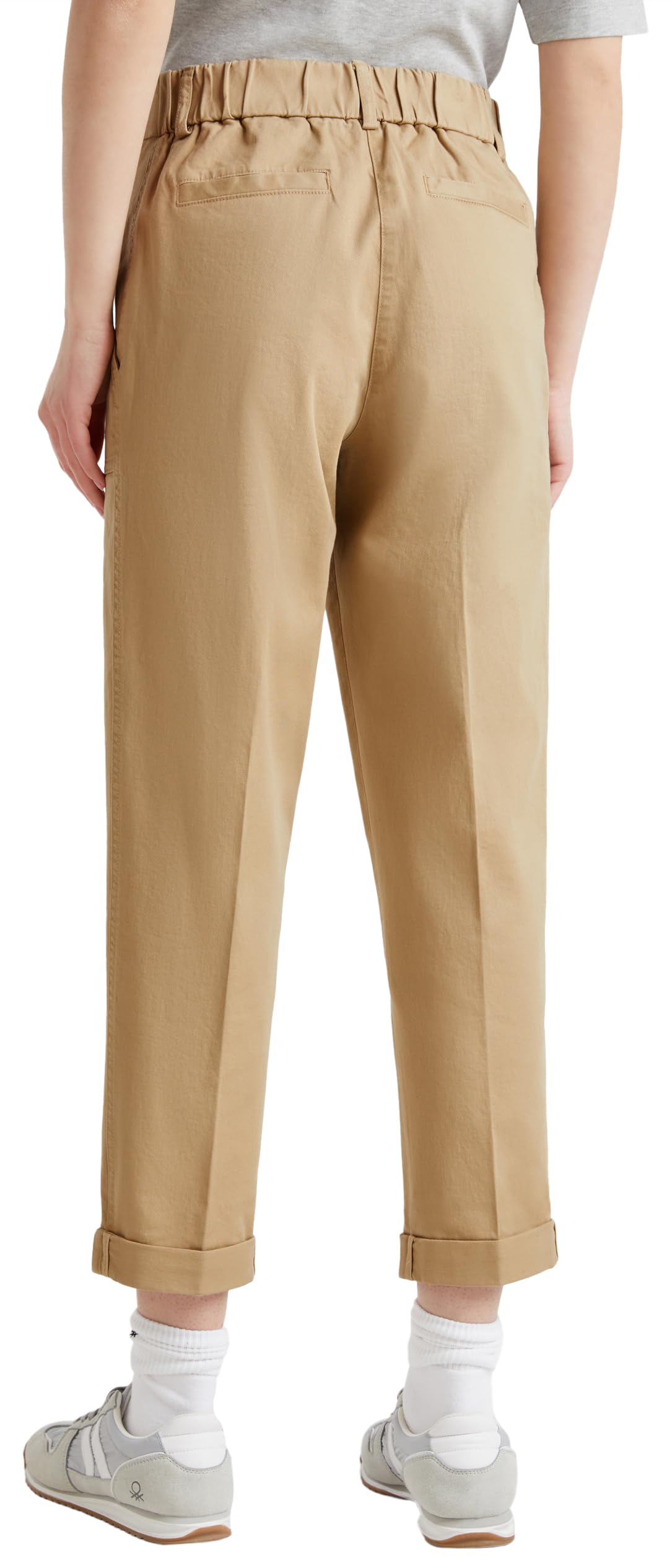 Benetton 4mvndf08e pantaloni donna 42 beige cotone twill
