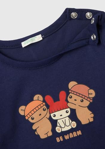 Benetton 3ATNA105L t-shirt manica lunga blu 74