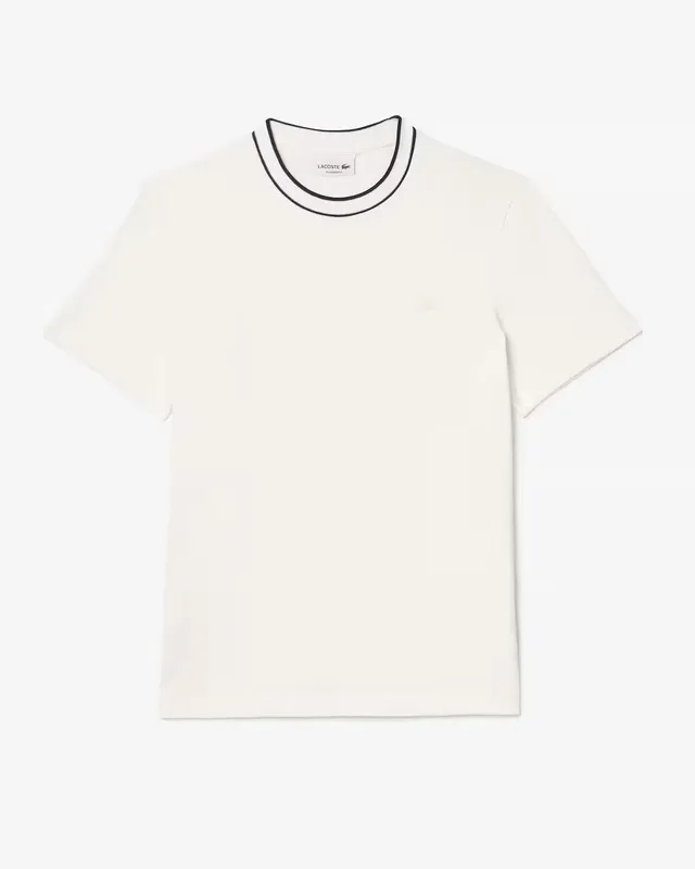 Lacoste TH8174 t-shirt uomo bianco colletto righe