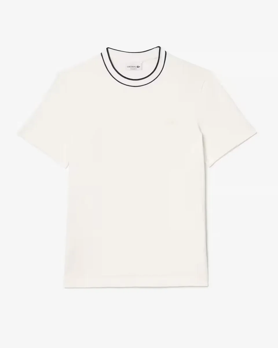 Lacoste TH8174 t-shirt uomo bianco colletto righe