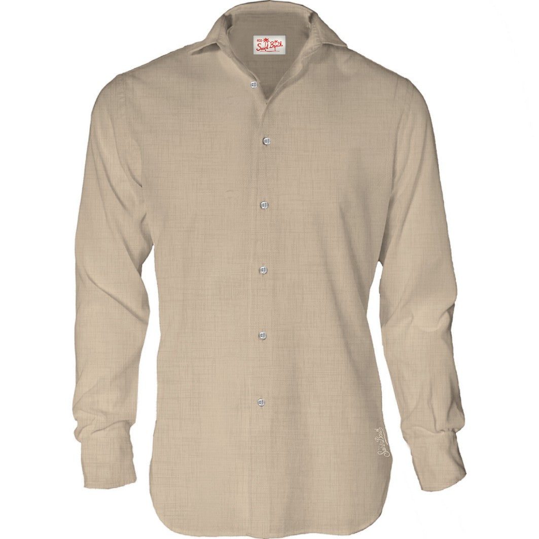 MC2 Saint Barth Pamplona Camicia Lino Beige Uomo