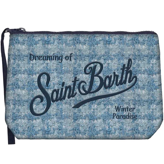 MC2 Saint Barth Aline Tweed pochette azzurro tweed