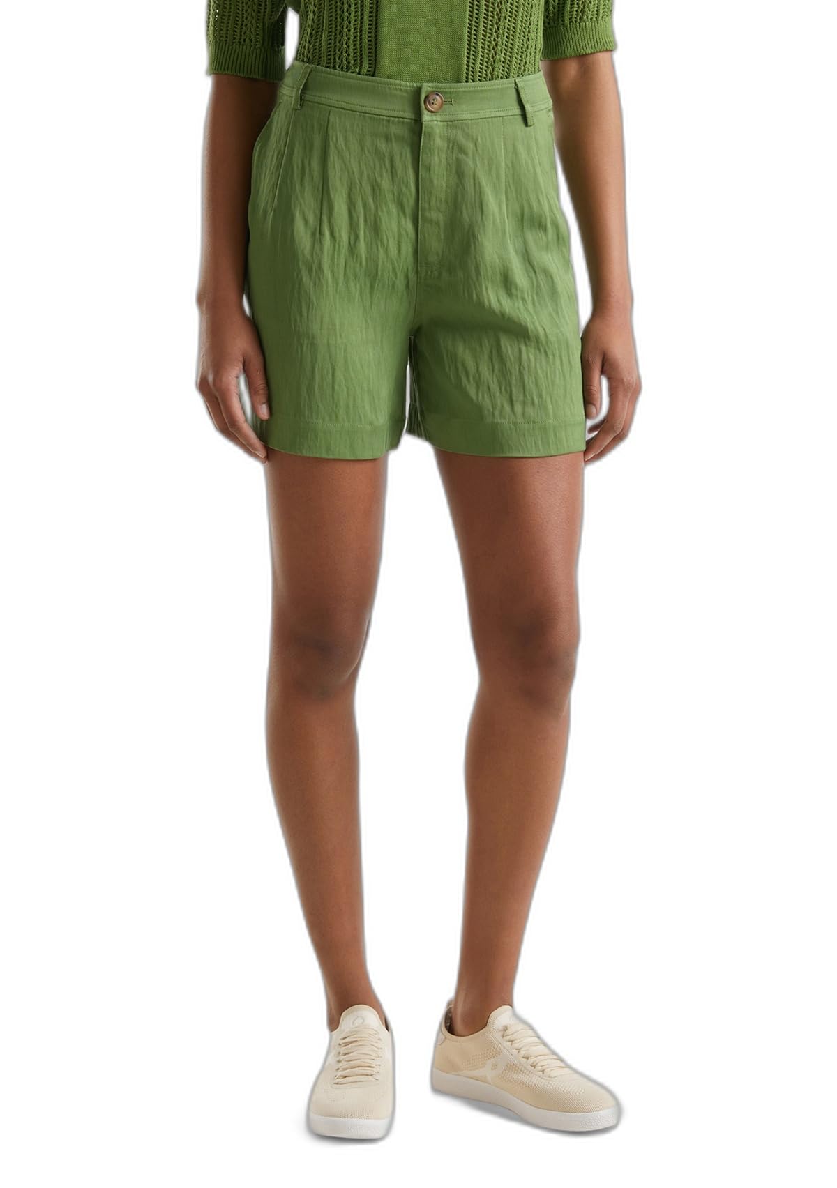 Benetton pantaloncini donna viscosa marrone vita alta