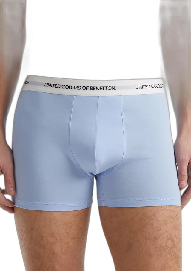 Benetton boxer pantalone uomo celeste 2k3 cotone organico