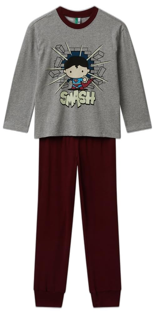 Benetton 3VR50P08V Pigiama Bambino Cotone Grigio S