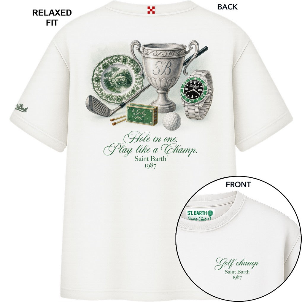MC2 Saint Barth Delmar T-Shirt Uomo Panna Golf cotone