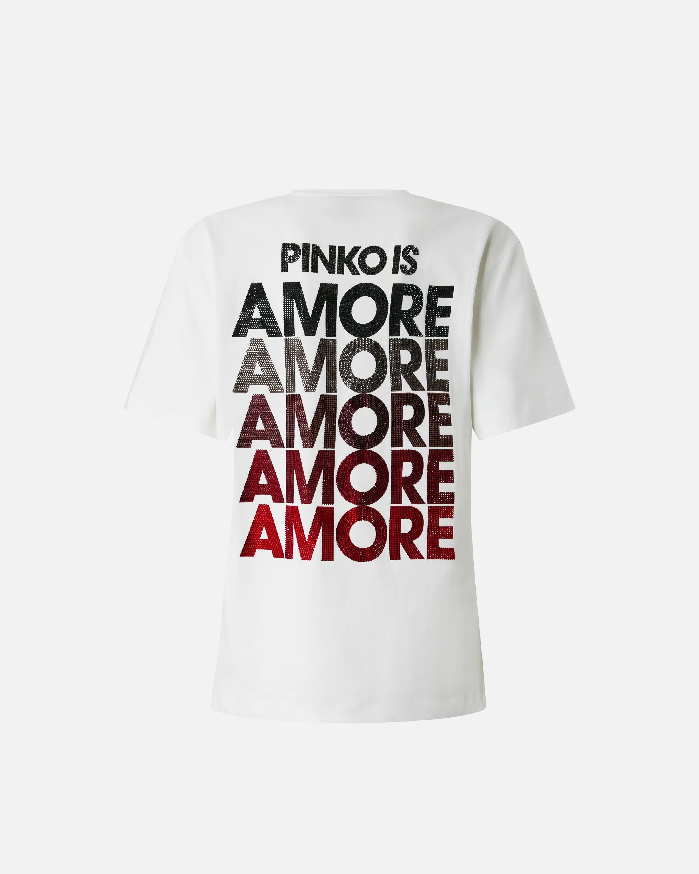 Pinko 105526 A33I T-Shirt Donna Bianco Amore Strass