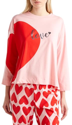Benetton 3VD03M05U Maglia Pigiama Donna L Cotone