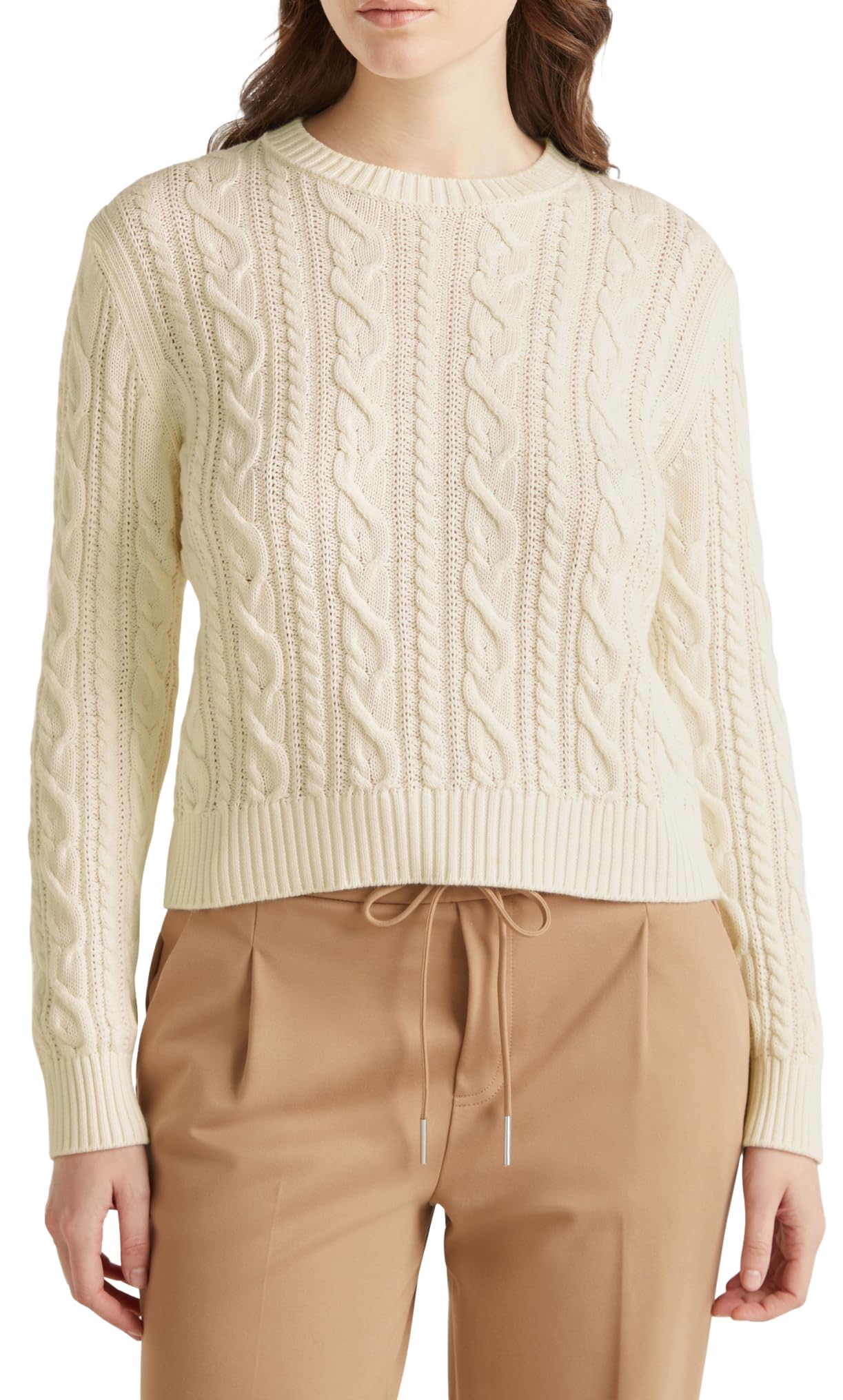 Benetton Maglieria Maglione Donna Girocollo Treccia Regular