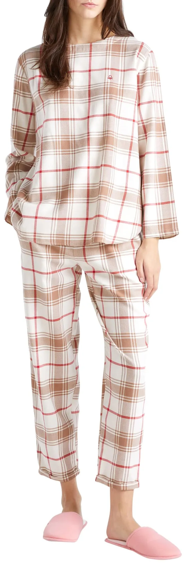 Benetton 43UL3F00I pantalone pigiama flanella multicolor L
