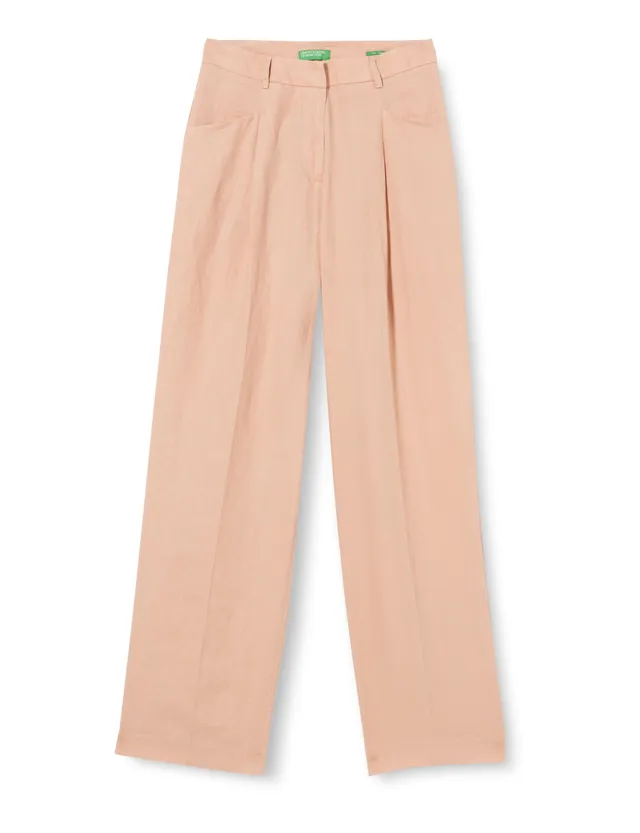 Benetton 4AGHDF05W Pantaloni Donna Lino Vita Regular