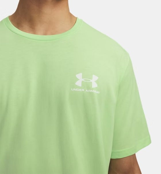 Under Armour Left Chest 1326799 T-Shirt Lumos Lime Cotone