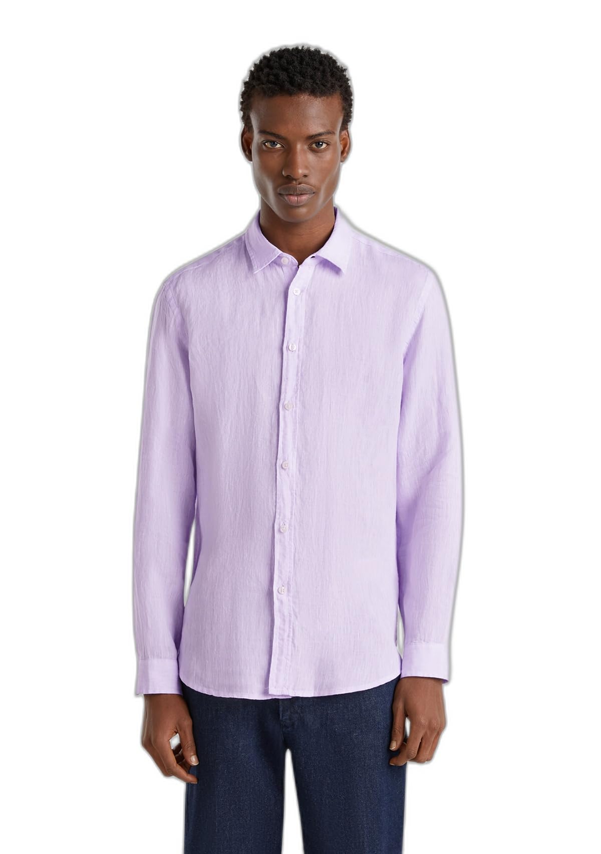 Benetton 5bku5qjg8 camicia uomo lino manica lunga XS