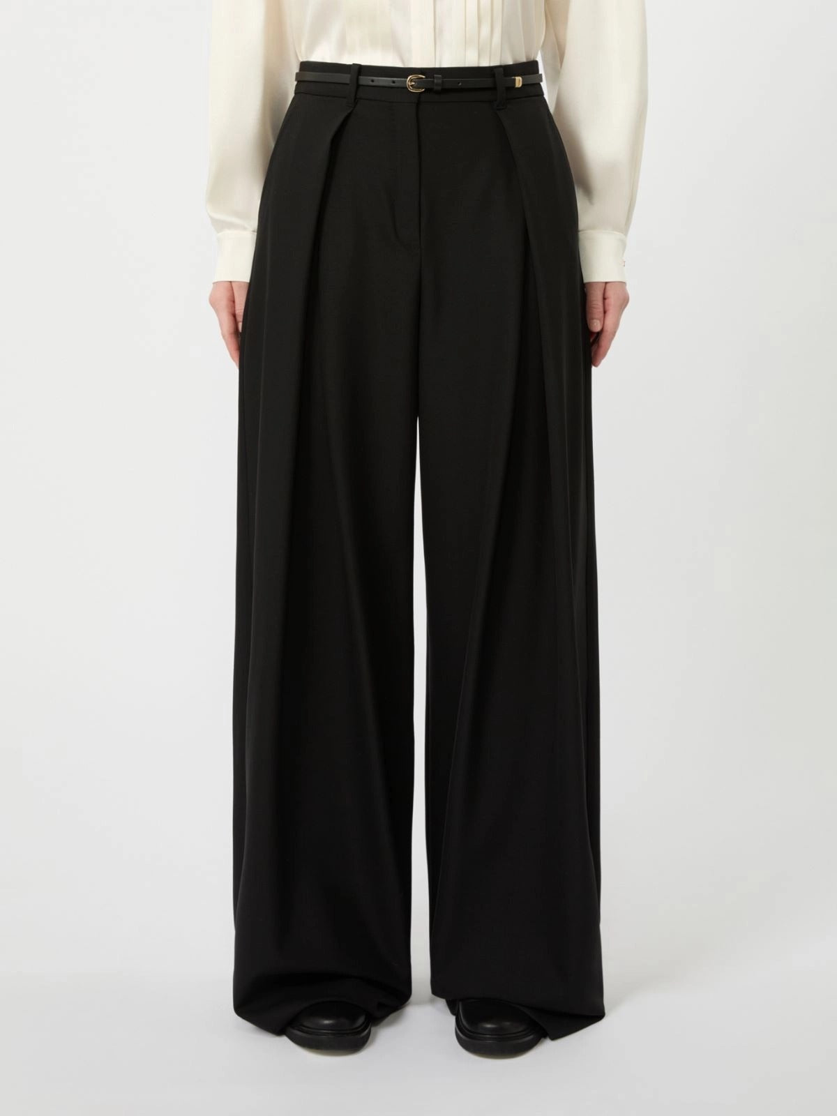 Max Mara Studio Aere MSTAERE005 Pantalone Donna Nero Lana