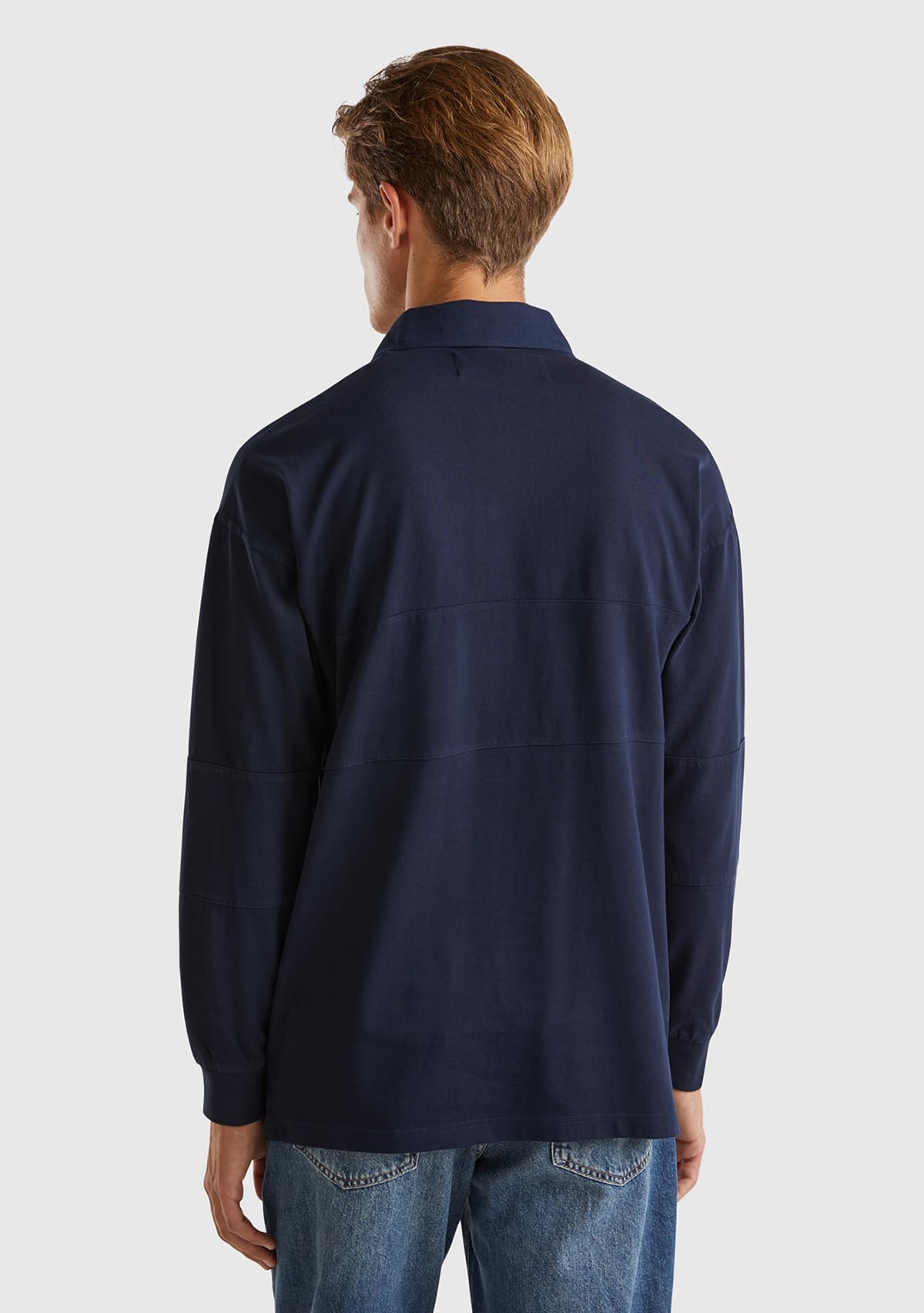 Benetton Polo Rugby Manica Lunga Uomo Ricamo
