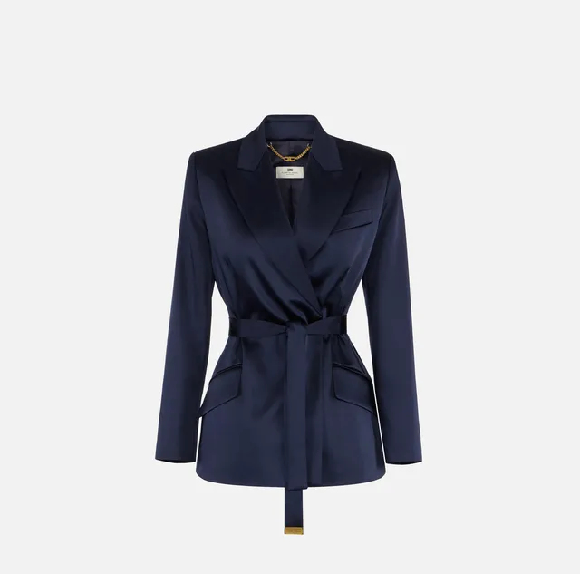 Elisabetta Franchi GI27966E2 giacca blu notte raso stretch
