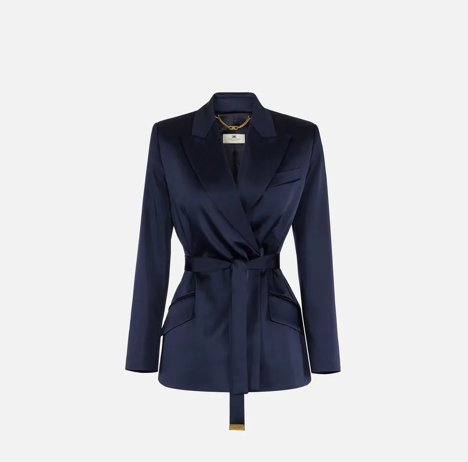 Elisabetta Franchi GI27966E2 giacca blu notte raso stretch