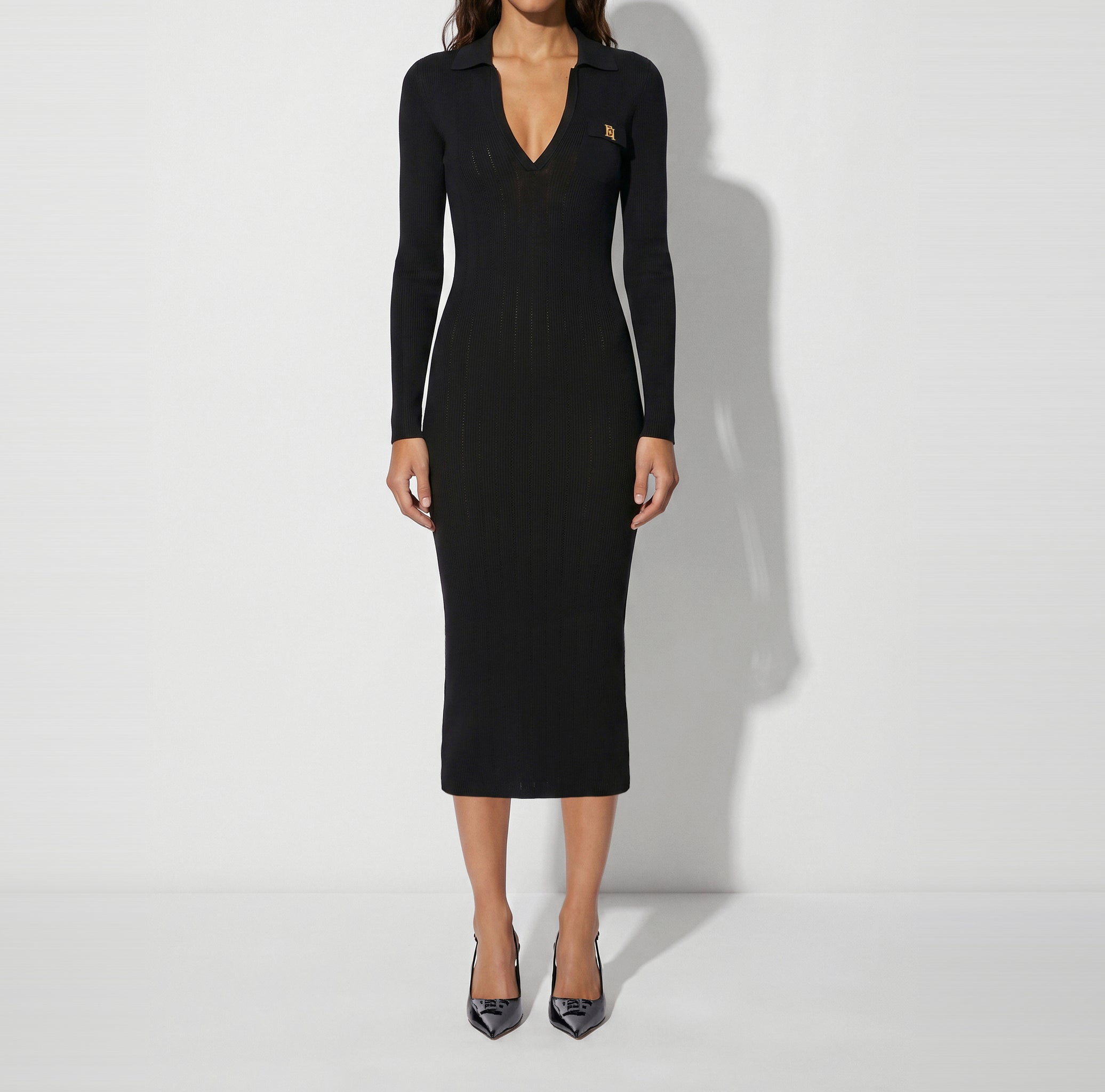 Elisabetta Franchi AM08B66E2 Abito Maglia Midi Nero