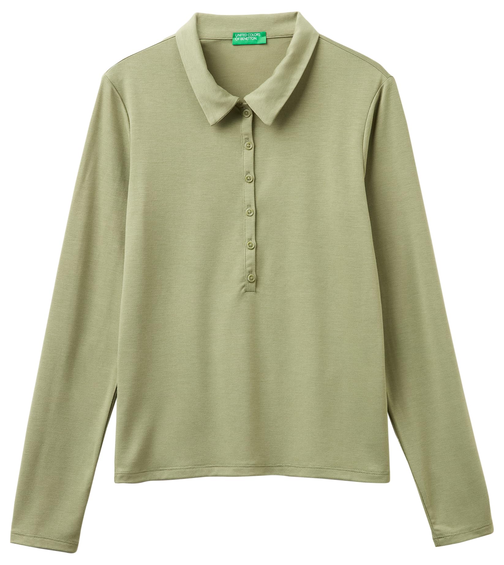 Benetton Polo Donna Marrone Manica Lunga Regular