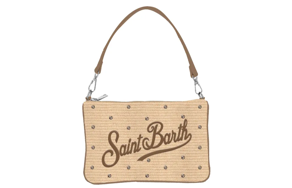 MC2 Saint Barth Parisienne Mini Pochette Paglia Strass Beige