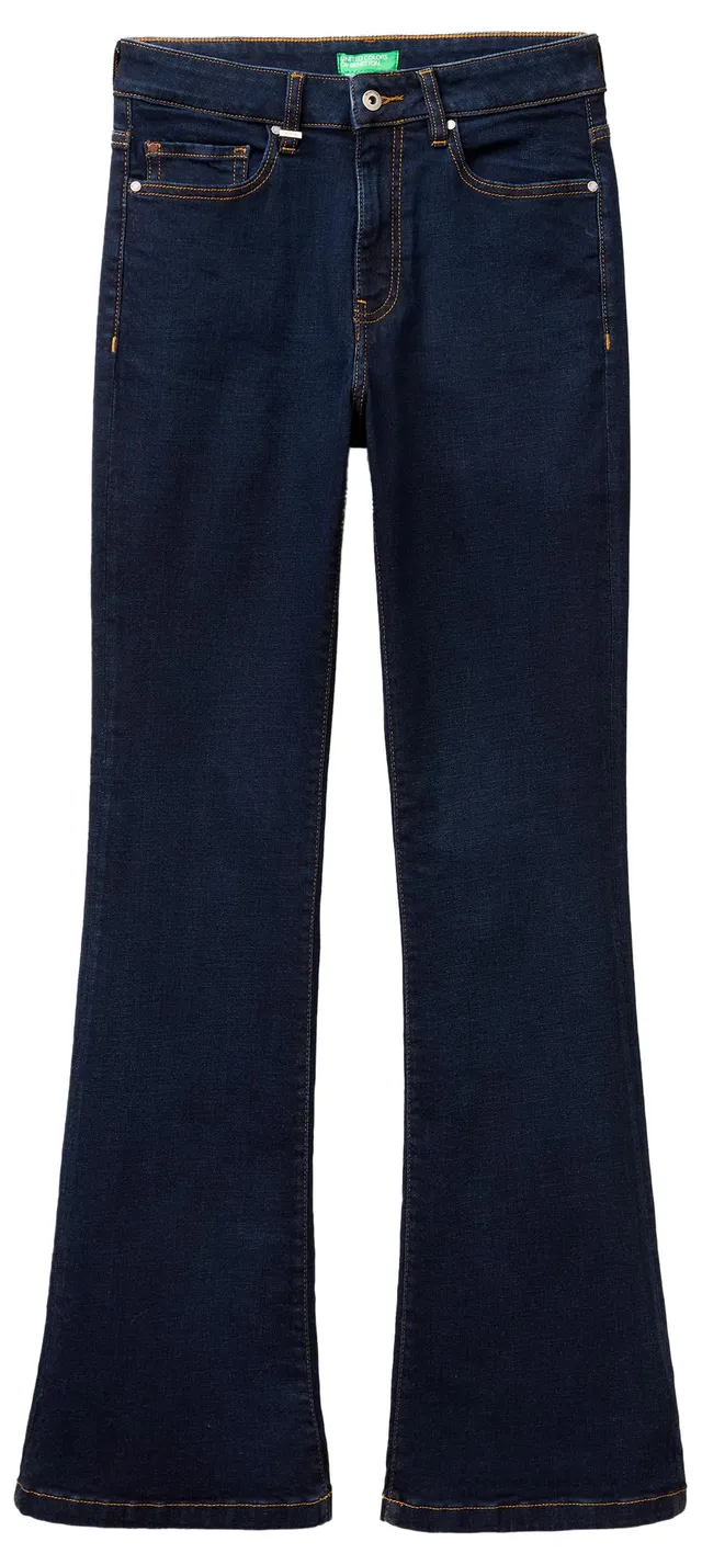 Benetton Pantaloni Jeans Flare Donna Vita Regular Stretch