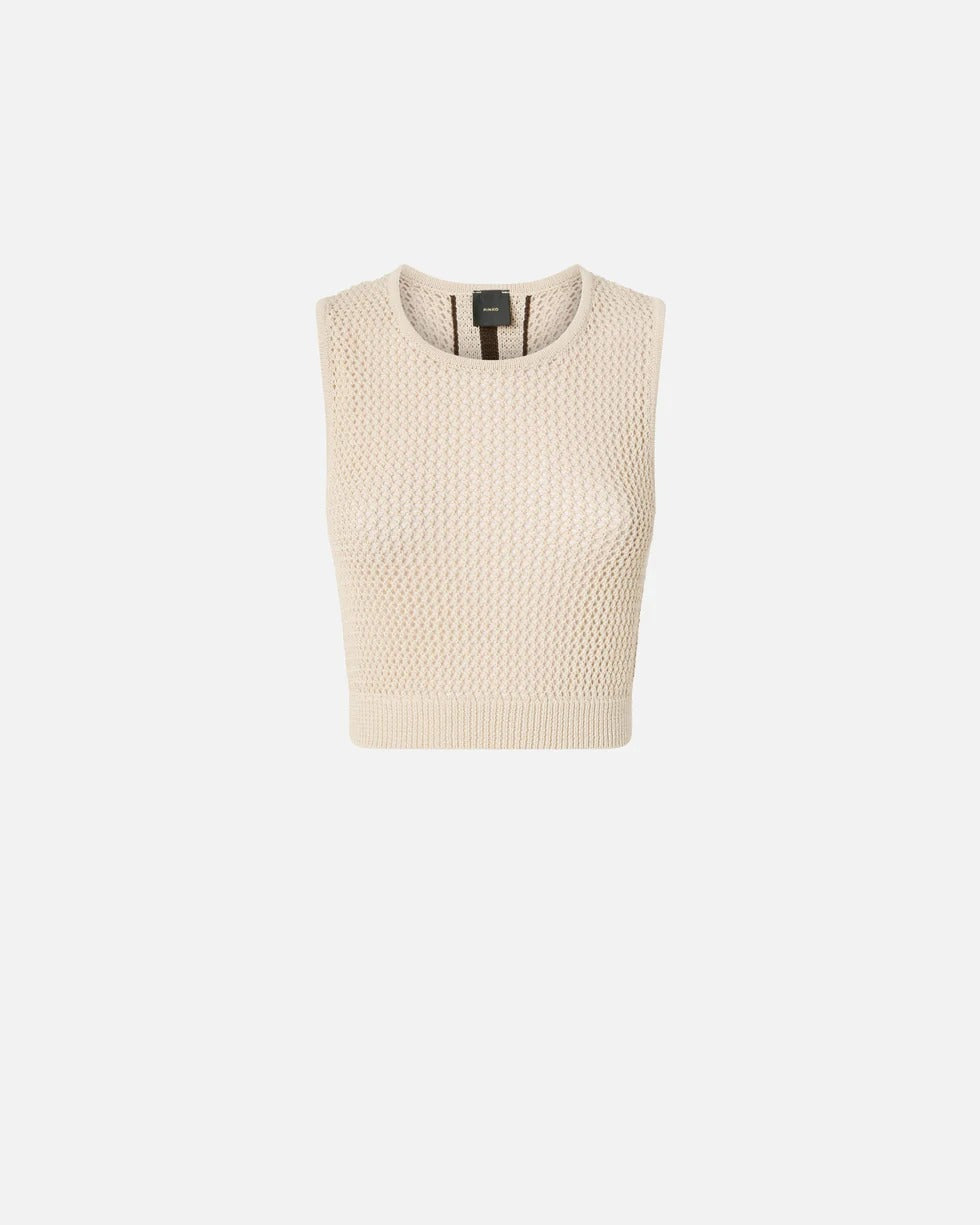Pinko 106837 A3B4 top grigio ostrica rete cropped