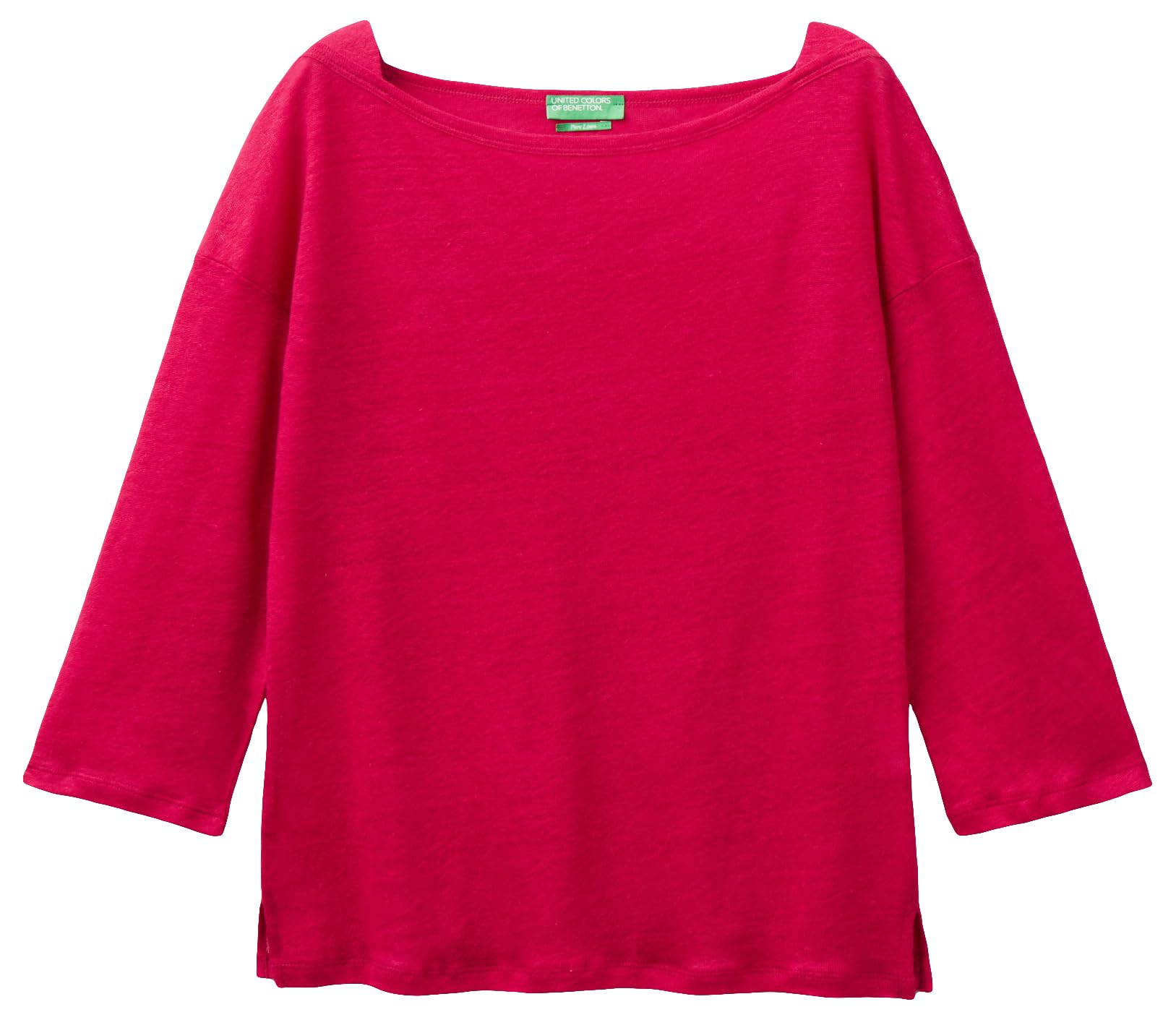 Benetton 3kgqe16b0 T-Shirt Donna Bianco Ottico 101 Lino