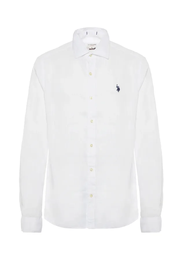 U.S. Polo Assn. US43104011 Camicia Lino Uomo Bianco Slim