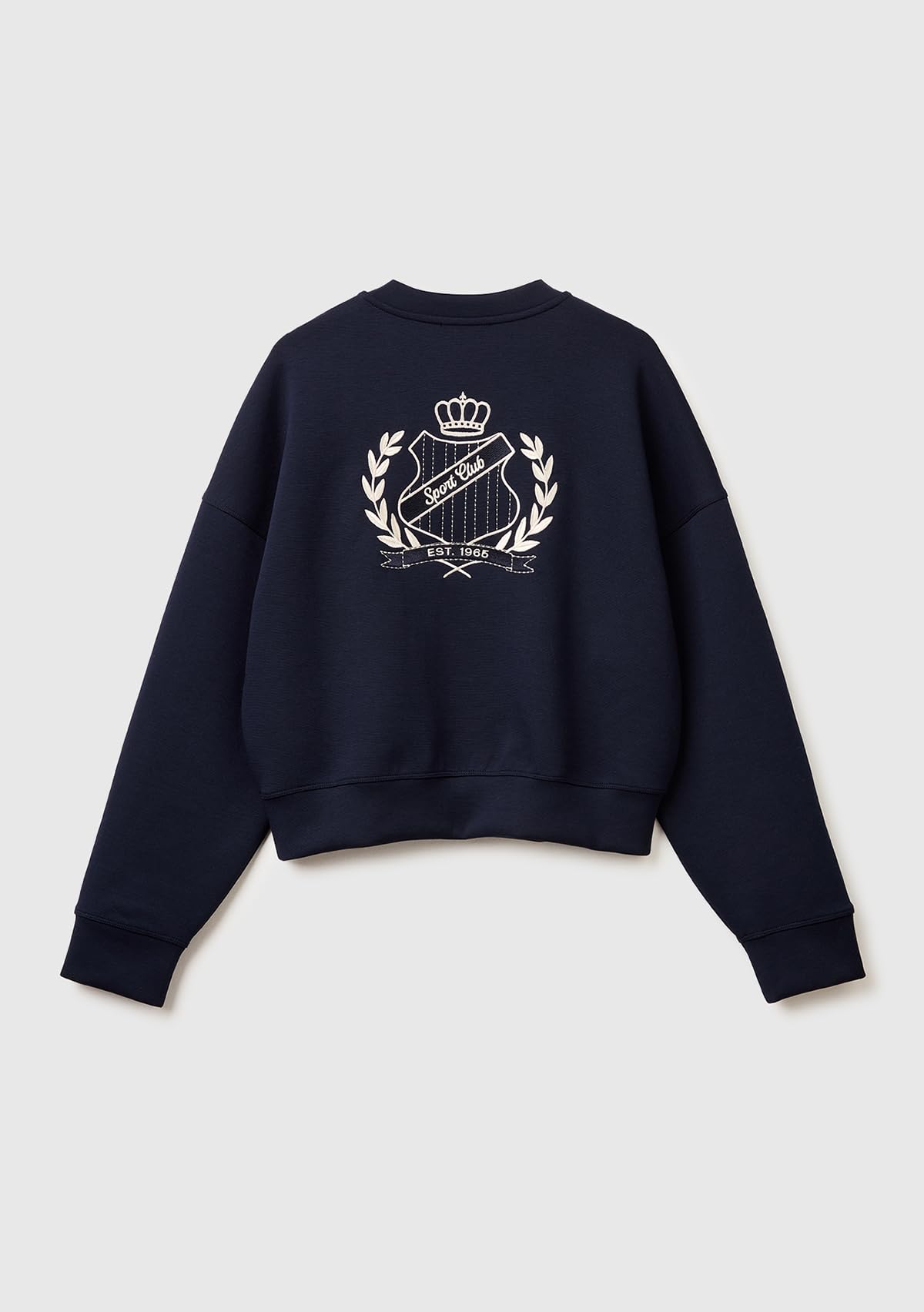 Benetton Felpa con Cappuccio Donna Blu Boxy Ricamo