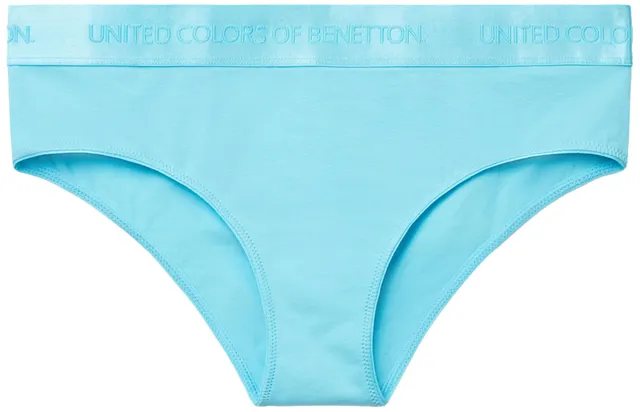 Benetton Slip 3op81s01l Donna M Blu Cotone Organico Fianco Alto